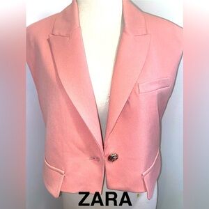 ZARA Pink Sleeveless Blazer Vest - Size S - NEW
